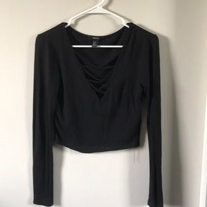 forever 21 black top with criss cross front